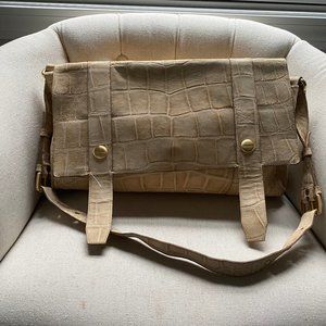 RARE Brahmin light tan embossed leather messenger